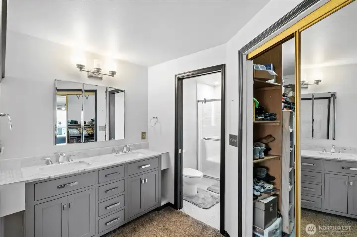 Primary ensuite and walk-in closet on the right