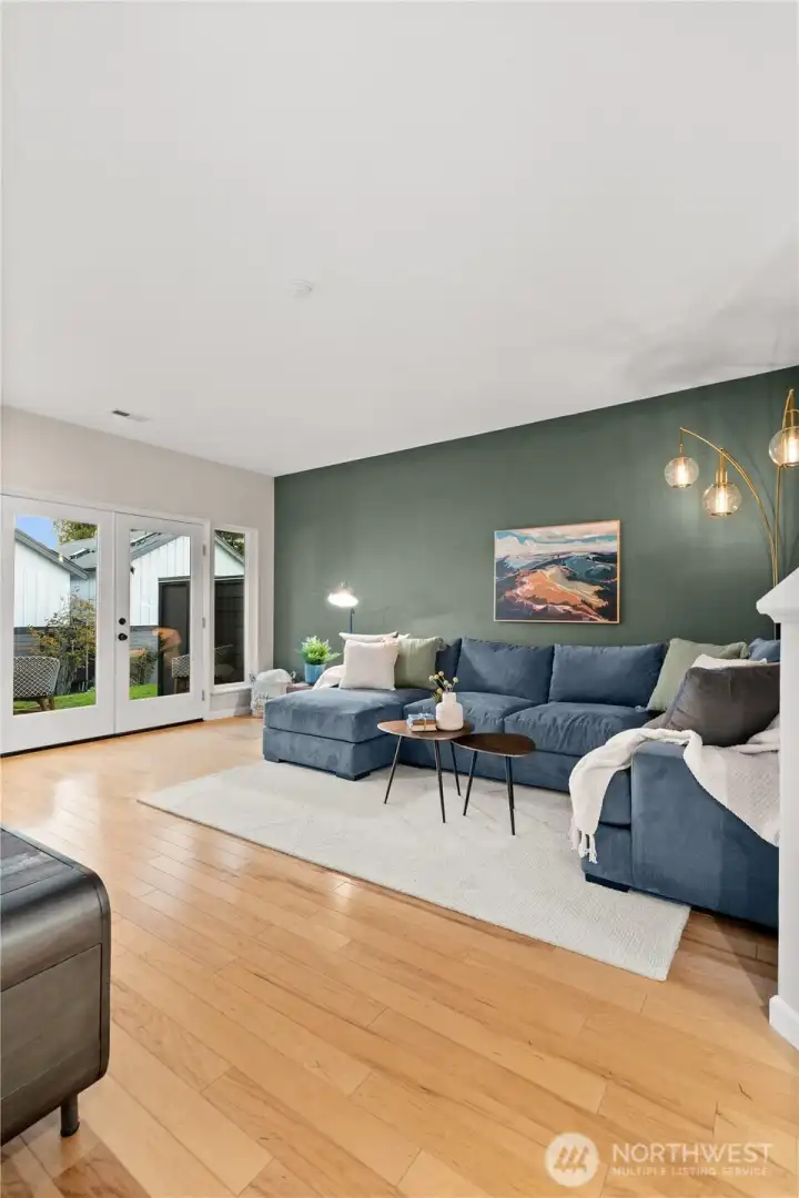 Double doors open to private patio