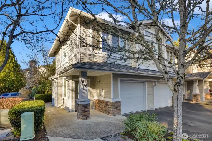 Attached garage with storage & extra driveway parking