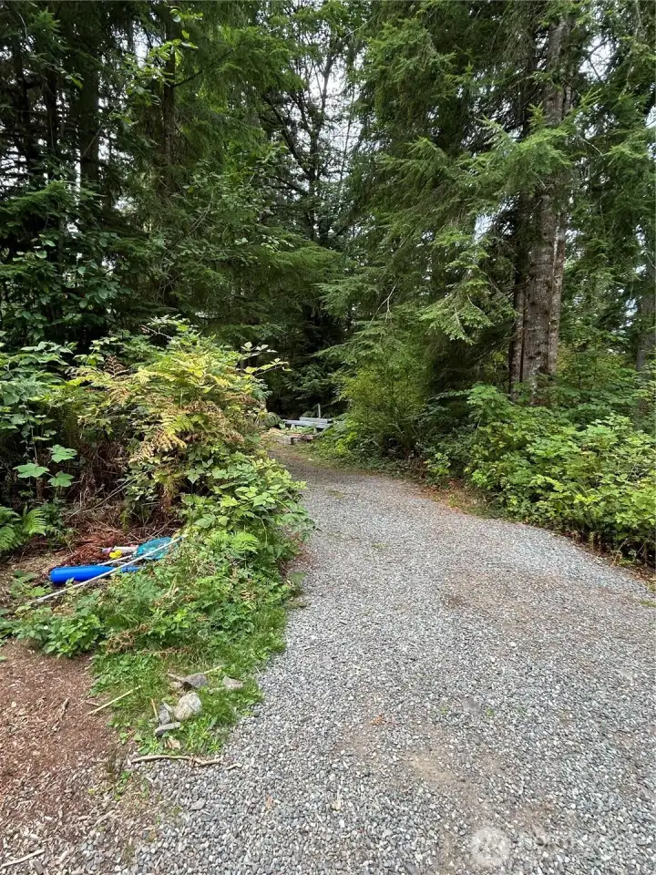 Driveway and gravel road to the back of the property