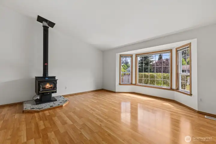 Laminate flooring in the living room, dining room, & Bedrooms.
