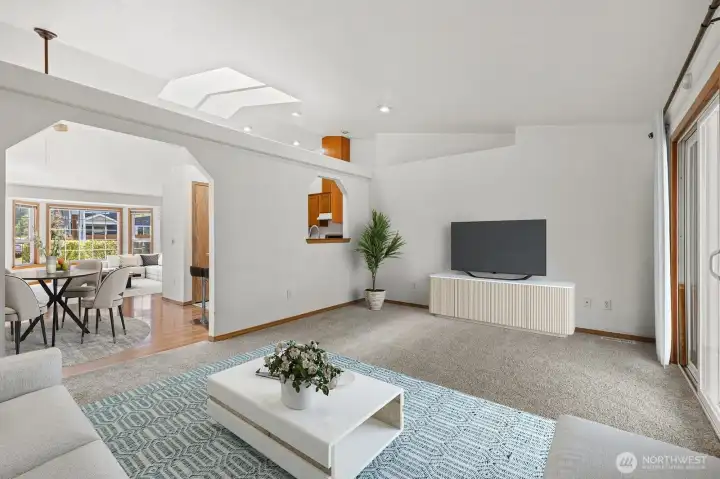 Large family room. Virtually staged.