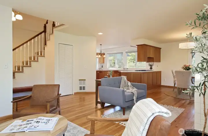 A lovely balance of open floor plan, yet with cozy nooks throughout. Cozy and expansive live together here.