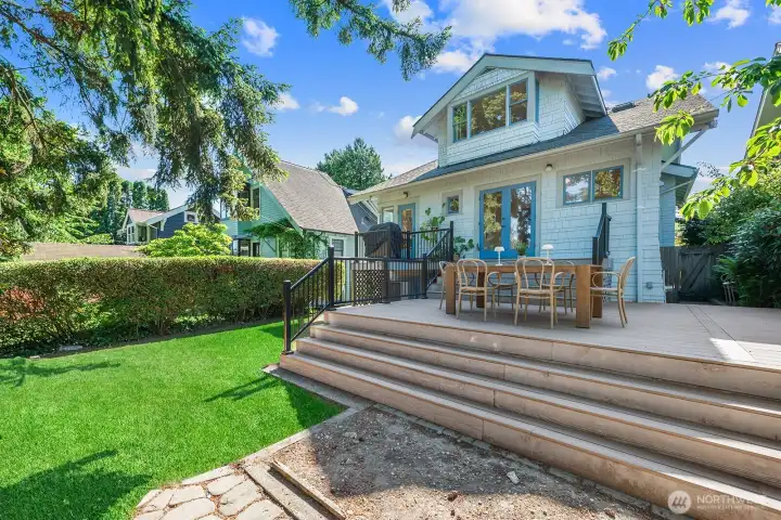 Backyard, deck and back of house