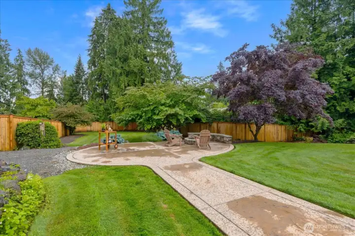 Stamped concrete patio extends your living space outdoors.