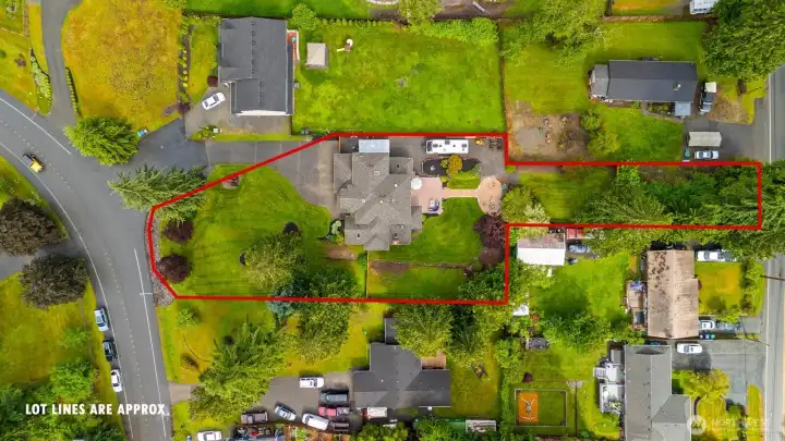 Aerial view of approximate lot lines.