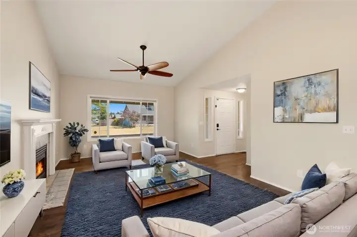 Virtually staged living room