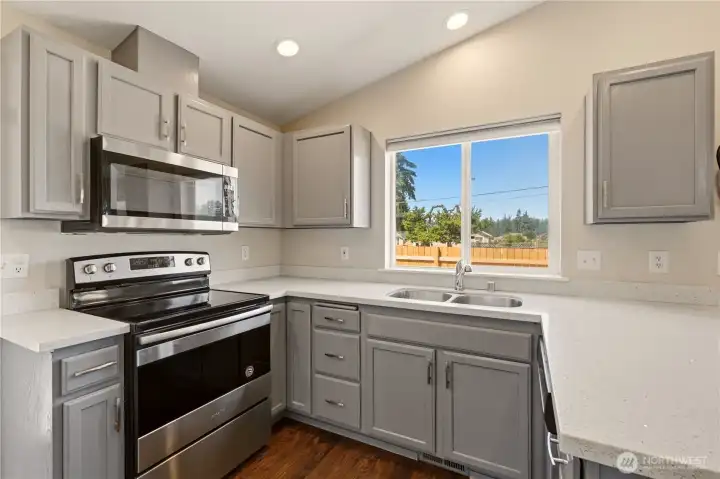 Kitchen with your view of the your backyard