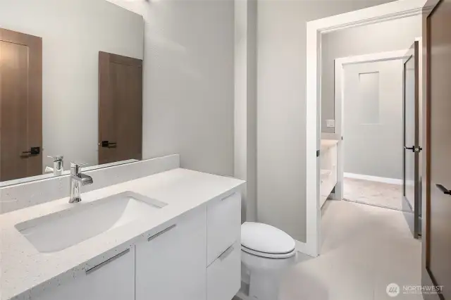 Full Bath in Basement w/Quartz, Tile Floors, Full Tub/Shower & 2nd Washer/Dryer Hookup