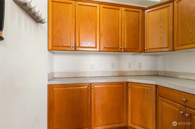 additional cabinets and counter space in the pantry