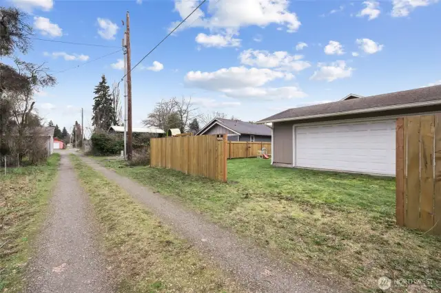 Alley access to detached garage