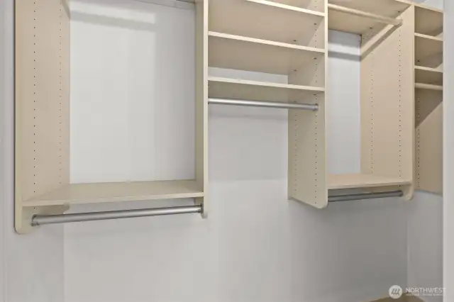 Built-in closet organizer.