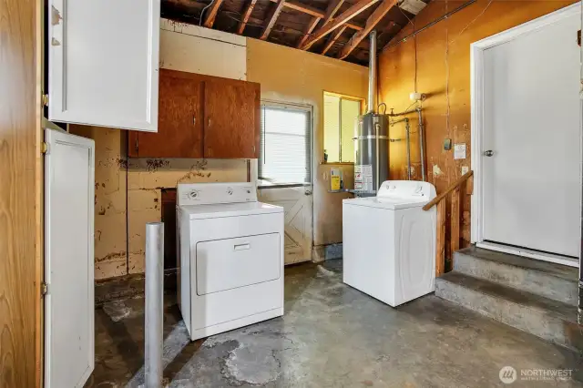 Laundry and utility area located in garage.