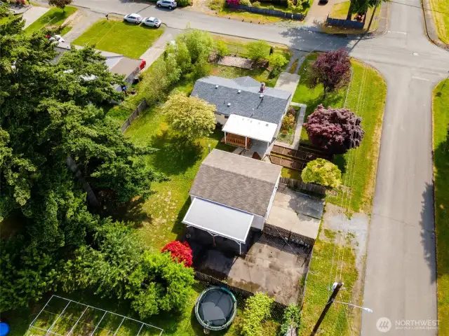 Aerial back view of home.