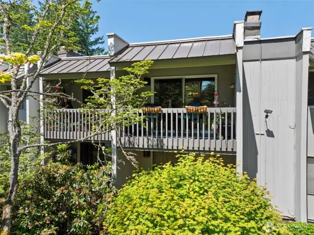 The unit is the one on the top right.  It's an end unit with a beautiful view out the balcony of the manicured landscaping and neighboring homes.