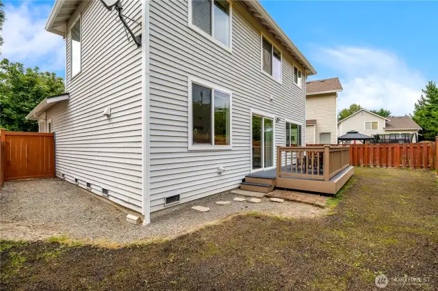 Backyard with grass growing in