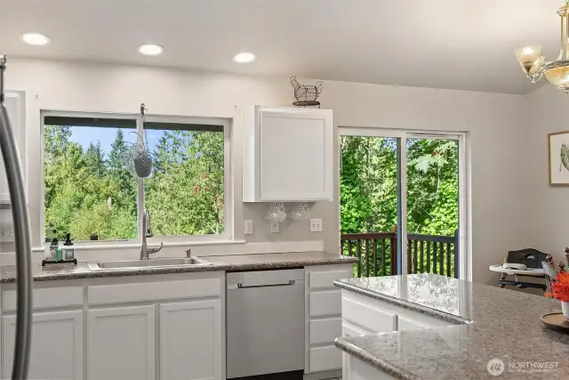 Kitchen showing the slider to the huge Deck