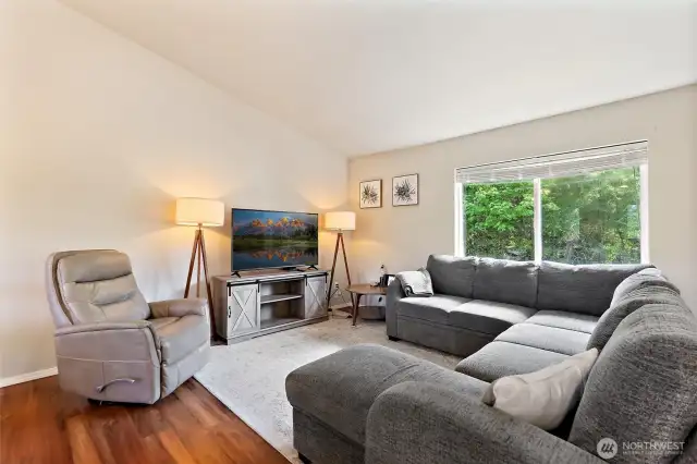 Living Room with vaulted ceilings