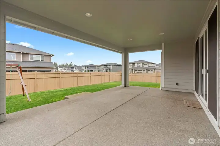 Expansive covered back patio.