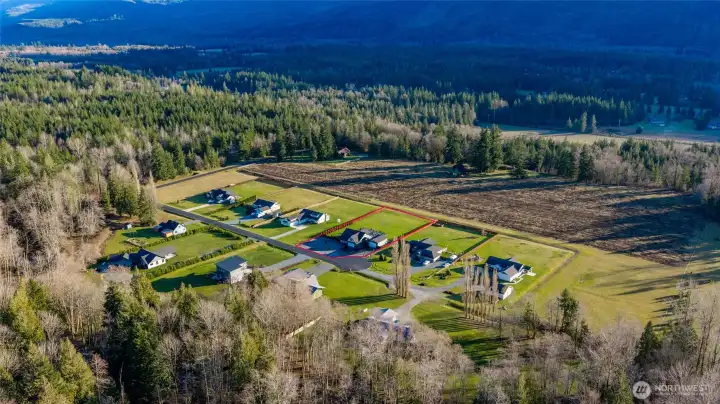 Parcel outlined in red.  The mowed area in front of the property is not a buildable lot, will remain vacant.