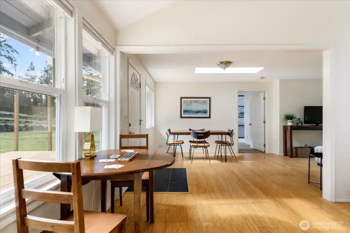 The layout provides multiple areas in which to dine and entertain.