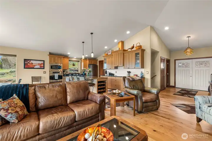 Living, dining, kitchen, facing the entry