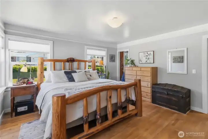 Primary bedroom with walk-in closet