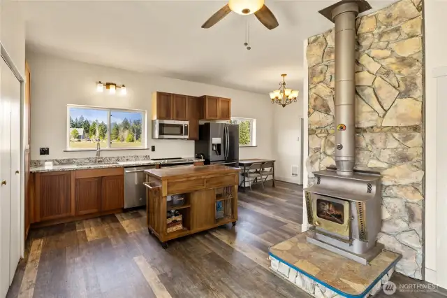 Living space is filled with natural light.