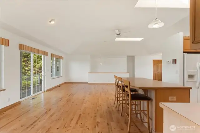 Kitchen & living space open. Access to deck from this space.