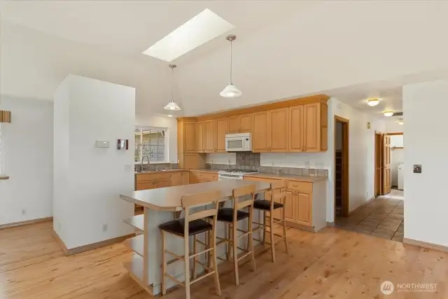 Kitchen and living space offers open floor plan.