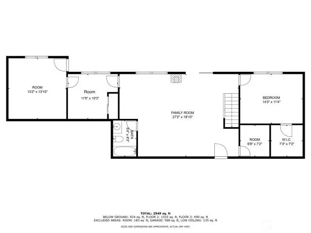 Floor Plan lower level - measurements are approximate