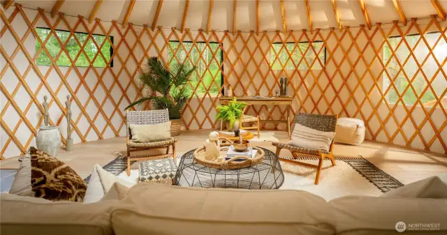 Completely versatile, the Yurt is beautifully constructed.
