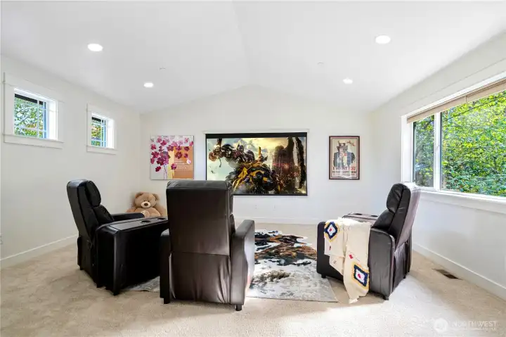 Expansive upstairs bonus room—great for media, play, or exercise.