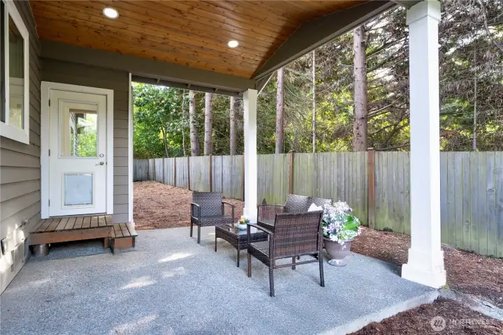 Year-round enjoyment with covered outdoor seating area.