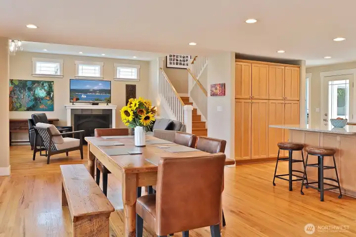 Kitchen has beautiful maple cabinets with floor to ceiling storage!