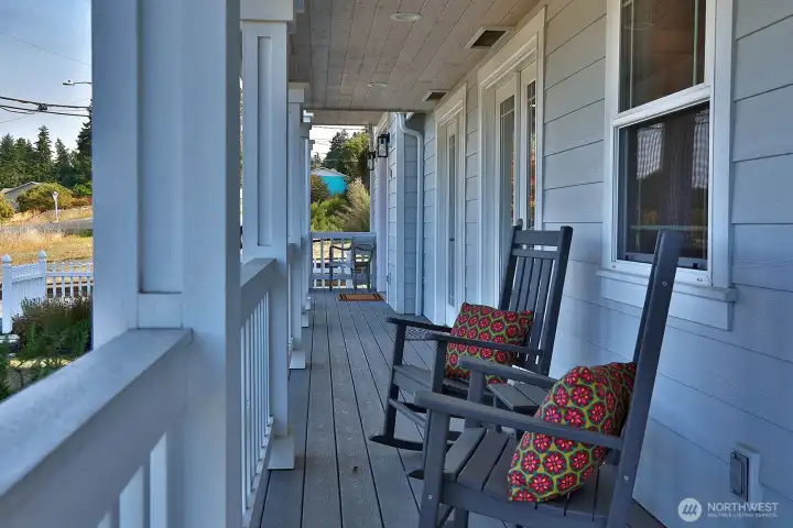 Front porch which is accessible from the great room, offers a charming spot to watch the world go by.