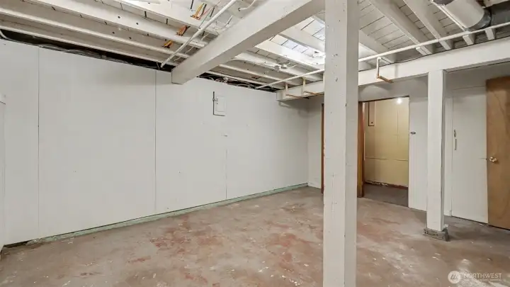Extra room in full height partially finished basement