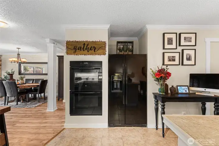 GE full double ovens and counter depth fridge