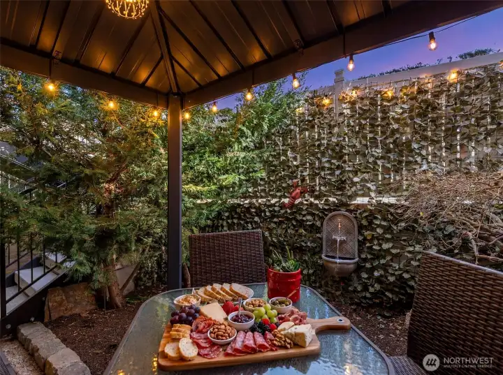 Fenced in patio area off kitchen