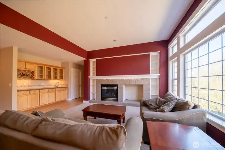 Living room and wet bar