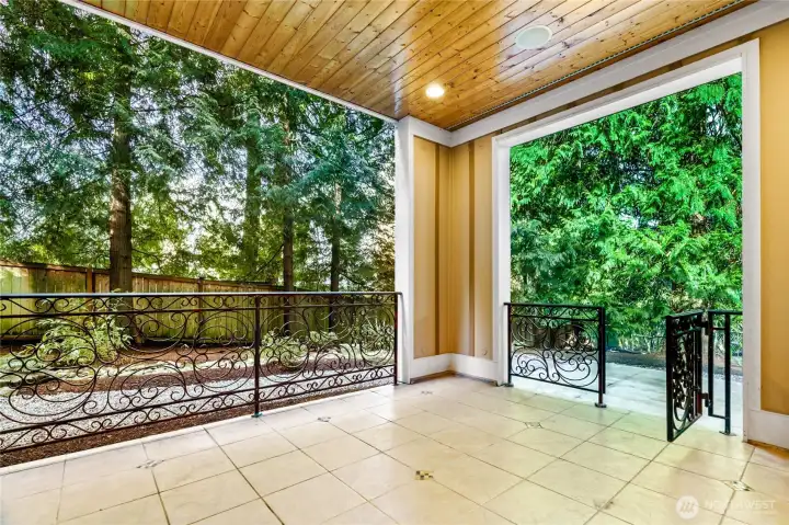 Private balcony on lower floor