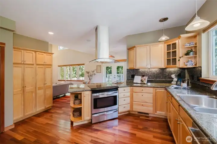 Kitchen with maple cabinets