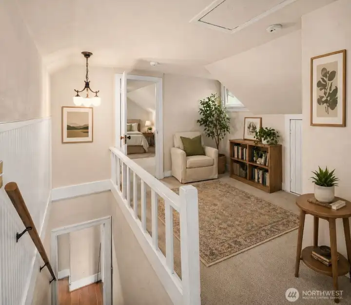 Heading Upstairs to Loft Space. Virtually Staged.