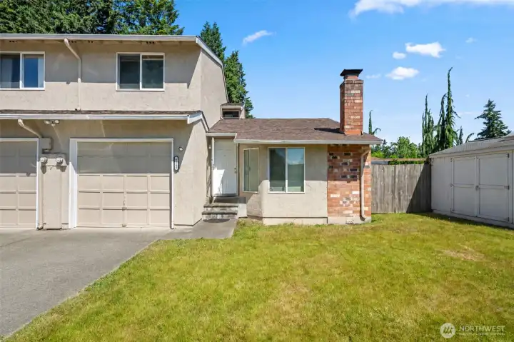 This is 6324, featuring a backyard and sideyard with a storage shed.