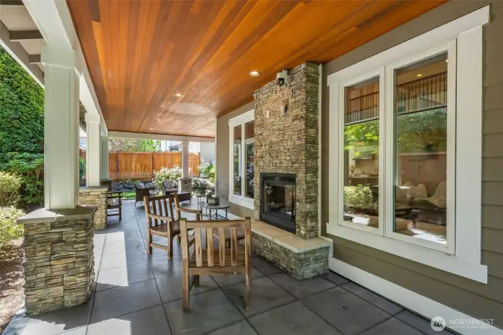 A gas fireplace and it is plumbed for an outdoor kitchen too!