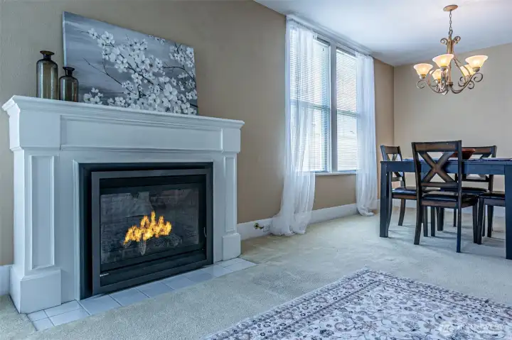 Cozy gas fireplace