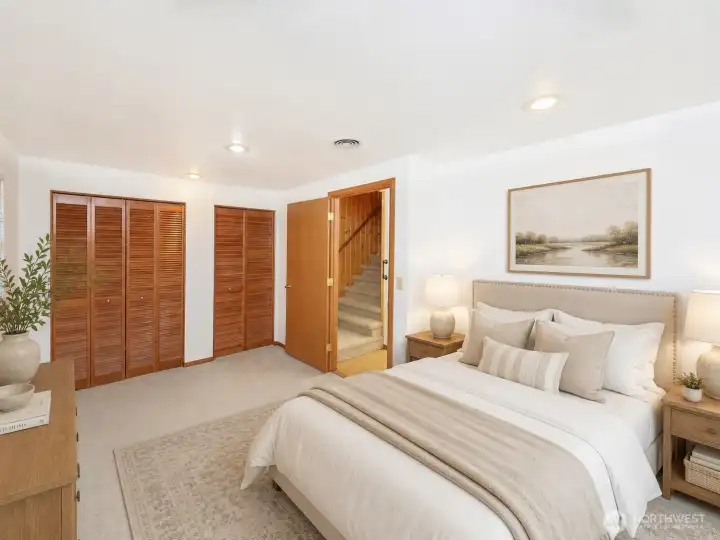 Downstairs bedroom virtually staged Downstairs bedroom virtually staged