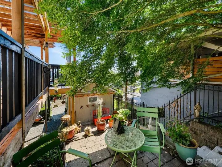 Terraced garden space on south side of home. Large garden shed to store all your yard tools and toys Terraced garden space on south side of home. Large garden shed to store all your yard tools and toys