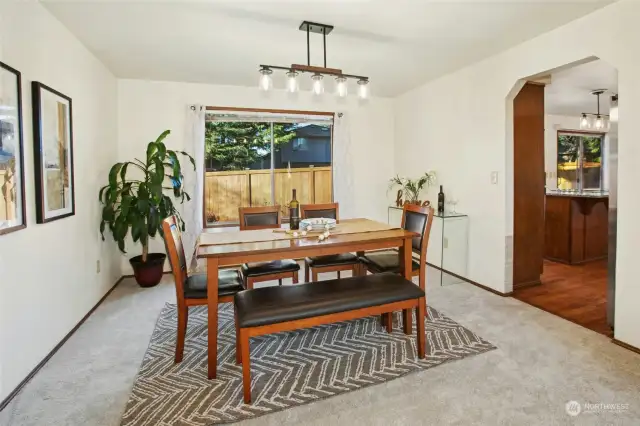 Spacious dining room with plenty of room for entertaining.