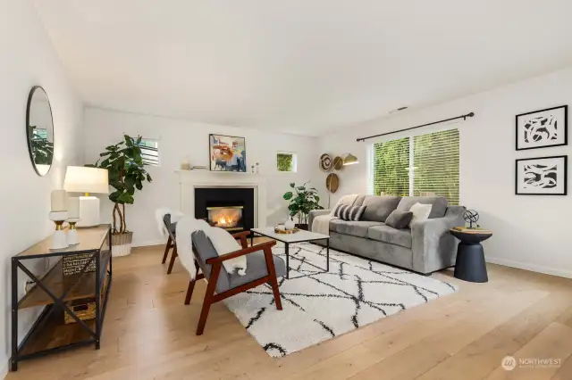 Spacious and light-filled family room on the main floor.